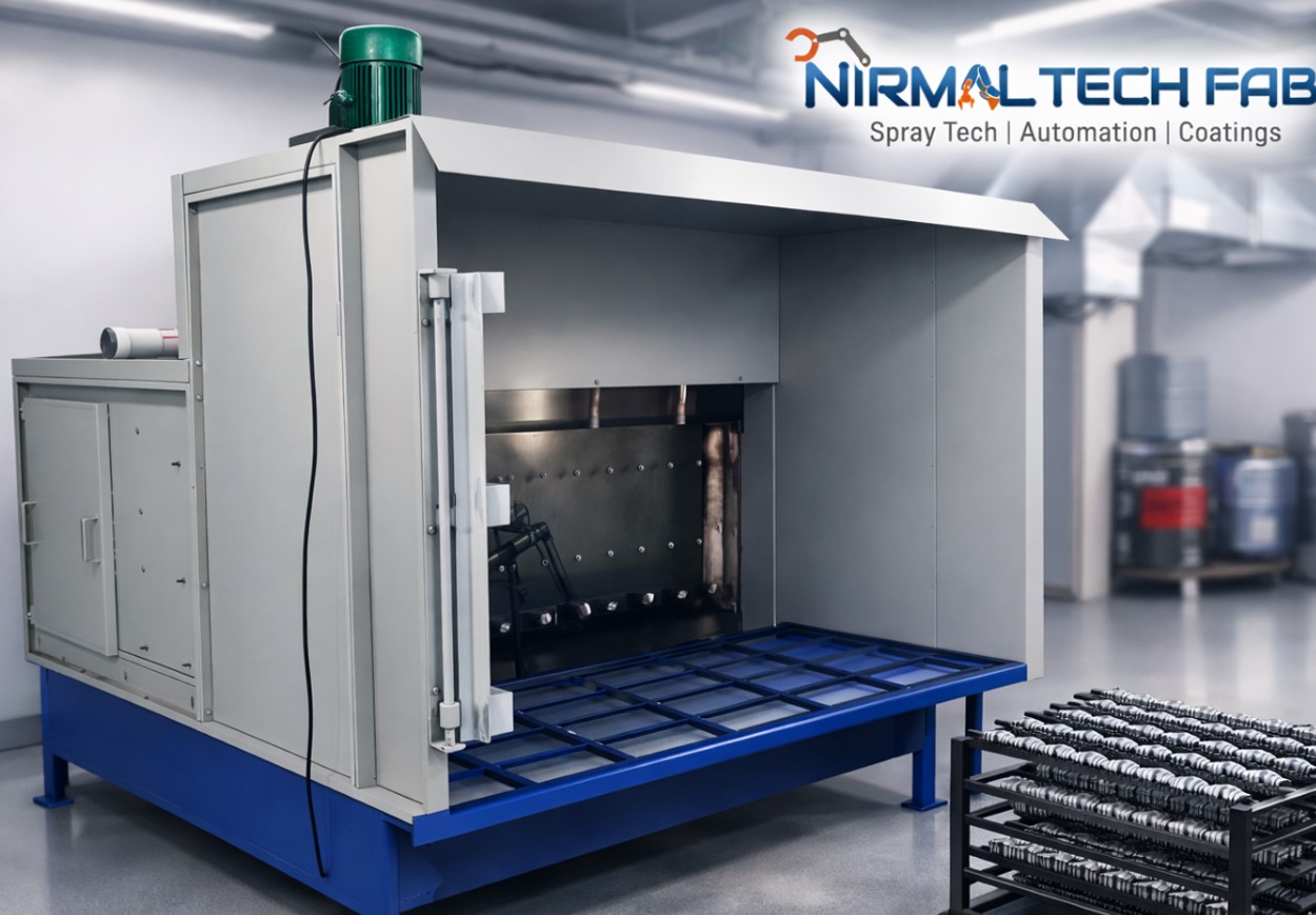 Liquid Painting Booth – Downdraft/Water Wash Spray Booth for Wet Paint Application, Turbine Exhaust, Dry/Wet Filtration, Overspray Control, Lighting, Ideal for Automotive & Furniture Finishing 